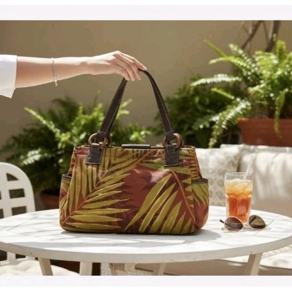 Relic Tropical Floral Canvas Hobo Shoulder Bag Faux Leather canvas Handle Purse